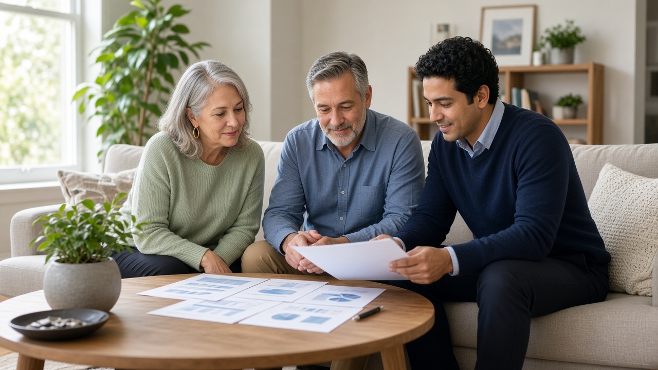 A couple meeting an advisor at home